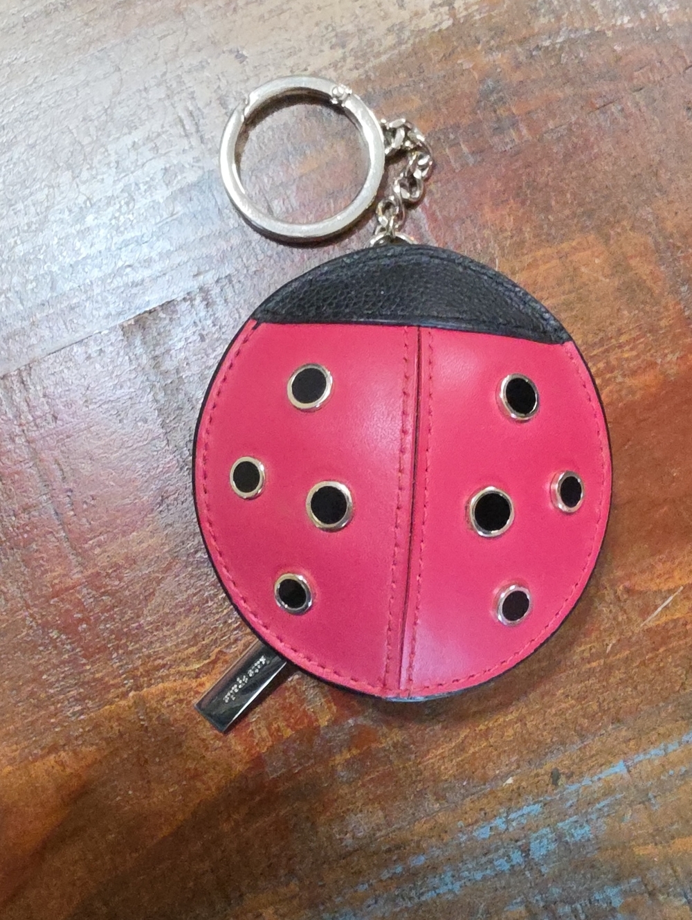 Kate Spade Leather Ladybug Gold Tone Coin Purse Keychain
